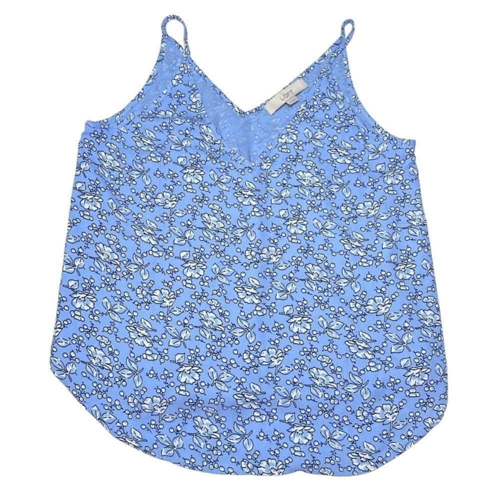 LOFT Blue And White Floral  Sleeveless Camisole Spring Tank Size Extra Small